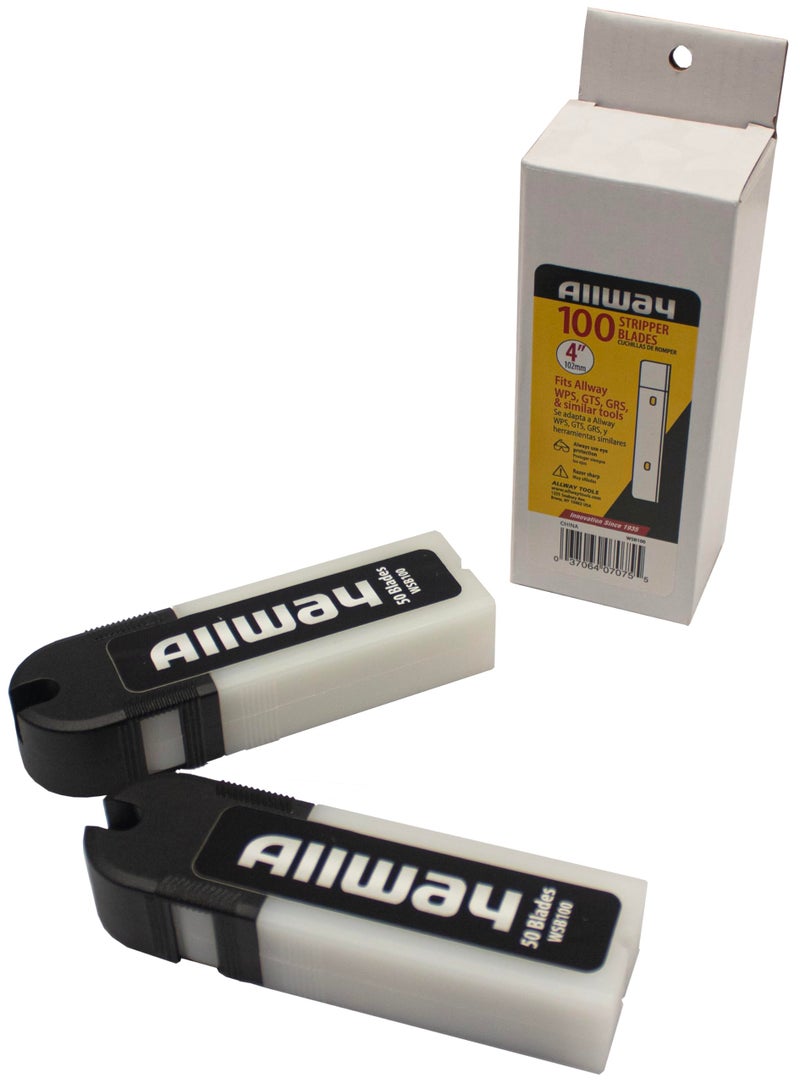 ALLWAY WSB100 Replacement Scraper Blade, 4", 100 Pack - Image 2
